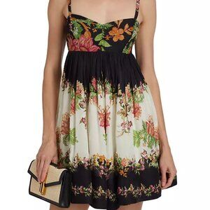Hemant and Nadita by Retrofete Black Floral Linen Size XS Dress